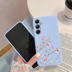 Gėlių ra&scaron;to mink&scaron;tas silikoninis dėklas, skirtas Samsung A55 M35 S24 Xiaomi Redmi Note 13 Pro 13C iPhone Huawei Honor Realme fotoaparato apsauginis dangtelis Samsung Galaxy S9 Plus mėlyna