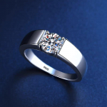 Su sertifikatu Unisex Sidabrinis 925 Žiedas Su 0,5ct Apvaliu Cirkonio Deimantu Solitaire Žiedas Vestuvinis Žiedas Įsimylėjėlių Sužadėtuvių Papuo&scaron;alas