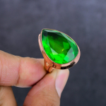 Natural Peridot Gemstone Handmade Copper Jewelry Ring Size 8 i8o30