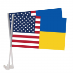 2 vnt. Amerikos ir Ukrainos draugystės automobilio lango vėliavėlės su vėliavos kotu ir i&scaron;blukimui atspari lauko vidaus dekoracija (Automobilio lango vėliava) One Size mėlyna