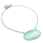 Chrysoprase Gemstone Handmade 925 Sterling Silver Jewelry Necklace 18 t7p01