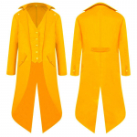 Vyri&scaron;kas &bdquo;steampunk&ldquo; Viktorijos laikų &scaron;varkas, gotikinis frako kostiumas, senoviniai smokingo paltai M geltona