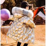 Žiemos mada Ne&scaron;vari balta ančių pūkų vaiki&scaron;kas ilgas paltas &scaron;iltas kailinis apykaklė mergaičių sniego striukės vaikams vir&scaron;utiniai drabužiai 130 &scaron;ampanas