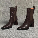 Madingi auk&scaron;takulniai ankle boots moterims Batai Smailus pir&scaron;tas 2024 m. Tendencija Batai Madingi Chelsea batai Pigūs batai I&scaron;pardavimas 37 ruda