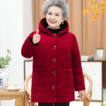 Moteri&scaron;ka žieminė stora &scaron;ilta velvetinė medvilninė striukė Vidutinio amžiaus mamos striukė su gobtuvu Kieto temperamento vir&scaron;ūnės XXXXXL raudona