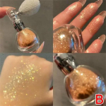 Glitter highlighter perlamutrinė pudra pary&scaron;kinimo pur&scaron;kiklis deimantinis blizgus oro pagalvė kvepalai putojantis lengvas veido kūno makiažo kosmetika, 2) Paauksuotas auksas brown