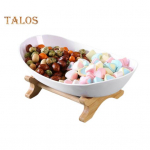 Eleganti&scaron;kas medinis ovalus laikiklis Puikus 1/2 pakopų ovalus vaisių serviravimo indų stovas namams S balta