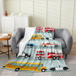 Geltona statybinio sunkvežimio antklodė, animacinių traktorių automobilių flanelinė mesti antklodės visiems sezonams vaikams berniukams ekskavatoriaus sofos antklodė 135x200cm-EU-Single