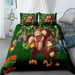 Beždžionė Animacinis personažas Donkey Kong Antklodės užvalkalų komplektas Karali&scaron;kojo, Karalienės, Dvigulio, Pilno, Dvigulio, Viengulio dydžio patalynės komplektas AU Single(140x210cm)