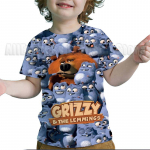 Vaikai Grizzy ir Lemmings 3D animacinių filmų spaudiniai mar&scaron;kinėliai Maži berniukai Merginos Anime Mieli laisvalaikio komplektai Mar&scaron;kinėliai Gatvės drabužiai mar&scaron;kinėliai 110