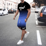 Vasaros kar&scaron;to i&scaron;pardavimo vyri&scaron;kas 3D vyri&scaron;kas gradientinis kostiumas, madingas laisvalaikio vyri&scaron;kas trumpomis rankovėmis mar&scaron;kinėliai + &scaron;ortai, dviejų dalių sportinės aprangos komplektas XL