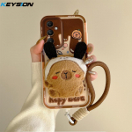 KEYSION Mielas 3D animacinio filmuko pliu&scaron;inis dėklas Samsung A55 5G A25 A15 su virvele mink&scaron;tas silikoninis smūgiams atsparus telefono dėklas Galaxy A05S for Samsung A15