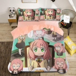 Mielas Spy x family Anya antklodės užvalkalas, Anime Spy Family patalynės komplektas, Vaikinų mergaičių vieno dviviečio karali&scaron;ko dydžio antklodės užvalkalas 135x200cm 2pcs gray