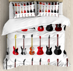 Gitara patalynės komplektas miegamojo lovai namams Muzikos instrumentų ra&scaron;tas su įvairiomis akustinėmis užvalkalais antklodei užvalkalais pagalvėms EU single(135x200cm)