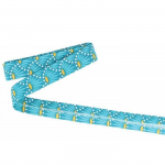 Coupon de biais - ARTEMIO - Fleurs sur fond bleu p&eacute;trole - 20 mm - 3 m - Couture et customisation