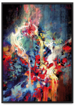 Plakat abstrakcyjny - abstrakcja malarska w czarnej ramie 21x30 cm