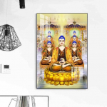 Naujo kinų stiliaus Guanyin Budos freskos menas, &scaron;iuolaikinė aliejinė tapyba, audinio freska, budistinis plakatas, svetainės dekoracija 20*40cm No Frame