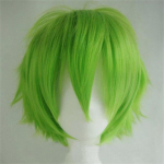 30cm Trumpas Tiesus Cosplay Perukas Anime Pakeliamas Suderinamas Universalus Visagalis Kar&scaron;čiui Atsparus Sintetinių Plaukų Perukai + Peruko Kepuraitė žalia