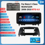 Hizpo 10.25 Automobilinis multimedijos grotuvas GPS navigacija 4G Carplay I&scaron;manusis ekranas Android Auto Mercedes Benz C-Class W204/S204 2008-2010 NTG 4.0 8W 8G 128G