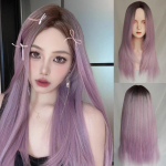 Ilgas sintetinis moteri&scaron;kas purpurinis mi&scaron;rus perukas vidurinė dalis Lolita Cosplay natūralus pūkuotų plaukų kar&scaron;čiui atsparus perukas kasdieniniam vakarėliui #1
