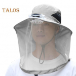 Tinklinė skrybėlė nuo uodų su ventiliatoriumi vyrams ir moterims, platus kra&scaron;tas, apsauganti nuo saulės, su tinkleliu, vasarinė vėsinanti kibiro formos skrybėlė žvejybai, žygiams ir kitai veiklai lauke chaki