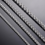 3/4/5/6/7 mm nerūdijančio plieno pinti grandinėlės karoliai vyrų moteri&scaron;ki karoliai madingi papuo&scaron;alai 3.0-50cm sidabras