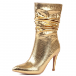 Prabangūs moteri&scaron;ki ankle boots batai 2024 m. Mada Seksualūs Mėlyni Auksiniai Sidabriniai Auk&scaron;takulniai Trumpos kojinės Batai Moterims Rožiniai Party &Scaron;okių Batai 35 auksas