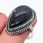 Natural Nuummite Gemstone 925 Sterling Silver Jewelry Ring Size 9.5 o8v15
