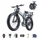 BURCHDA R5PRO 1500W80KM26 colių sulankstomas elektrinis kalnų dviratis 48V20AH Ličio Fatbike elektrinis dviratis suaugusiems motociklas 26*4.0 inches pilka