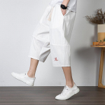 Kelnės didelio dydžio vasarinės vyri&scaron;kos medvilnės auk&scaron;to didelių dydžių plačios lininės kelnės Didelės bėgimo kelnės vyri&scaron;kos didelio dydžio laisvos kelnės vyrams 5XL armijos žalia spalva