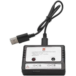 USB balansinis įkroviklis 7.4V 1800mAh LiPo baterijai | Suderinamas su MJX B5W Bugs 5W RC dronu, RC sraigtasparniu | LED indikatorius, ne&scaron;iojamas, juodas, plastikinis juoda