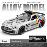 1:24 mastelio AMG saugos automobilis F1 lenktynių saugos automobilis lydinio modelis su &scaron;viesomis, tinkamas lenktynių entuziastams kolekcionuoti, vaikų ir berniukų dovanos