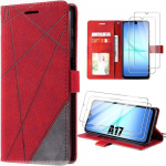 Coque de Protection - BOOLING - Samsung Galaxy A17 4G/5G - Antichoc Effet Cuir Rouge - 2 Vitres