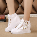 Madingi Comemore 2025 m. Pavasario Nauji Vidpadžiai Didinantys Moteri&scaron;ki Platforminiai Batai Atsitiktiniai Batai Balti Auk&scaron;takulniai Sportbačiai Trumpi Odiniai Batai Ant Kulk&scaron;nies 40 balta
