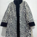 Eleganti&scaron;kas ilgas leopardo ra&scaron;to paltas, žieminė sutir&scaron;tinta audinės kailio striukė, madingi vir&scaron;utiniai drabužiai XXXL kava
