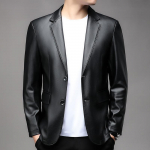 Vyri&scaron;kas Korėjieti&scaron;ko stiliaus Slim Fit madingas kostiumas, verslo &scaron;varkas, laisvalaikio motociklininko odinis &scaron;varkas, vyri&scaron;kas 195 juoda