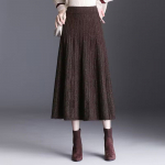 Žieminis audinės mezginio sijonas moterims ilgas A silueto megztas sijonas storas ir &scaron;iltas L