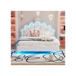 Dvigulė lova - MUVOE - 140x200 cm - PU oda - Reguliuojamas LED - Debesies dizainas balta