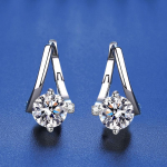 Auk&scaron;tos klasės 925 prabos sidabro vyti vandens la&scaron;o moisanito auskarai-manžetai - universalus dovana moterims 1 Carat D-Grade Moissanite with Certificate