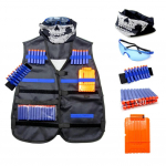 Vaikų taktinės liemenės rinkinys Nerf N-Strike Elite serijos &scaron;oviniams, dėtuvėms, akiniams, prijuostei, rie&scaron;o dirželiui. Lauko žaidimų žaislai
