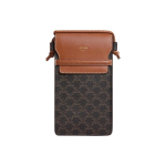 CELINE Triomphe Classic Visas Spausdinimas Vintage Spausdinimas Atverčiama Rankinė Drobė su Avikailio Apdaila Pečių Telefono Rankinė Moteri&scaron;ka Rusva Basic Set (Bag + Dust Bag) gelsvai ruda