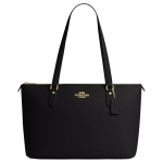 Coach Gallery 37 Metalinis Logotipas Vir&scaron;uje Daugkartinio Naudojimo Odos Pirkinių Krep&scaron;ys Moteri&scaron;ki pirkinių krep&scaron;iai CV402-IMBLK Basic Set (Bag+Dust Bag)