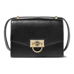 Michael Kors MK Hendrix Raidinis Logotipas Auksinė Sagtis Vienspalvė Prancūzi&scaron;kas Minimalistinis Odinis Crossbody Pečių Krep&scaron;ys Moteri&scaron;ki krep&scaron;iai Juodas 32F0G1HC0L-001 Basic Set (Bag+Dust Bag)