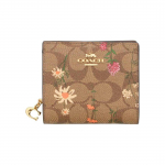 Coach Snap piniginė Klasikinis monogramos drobės su oda Laukinių gėlių ra&scaron;tas Dvigubo lankstymo piniginė Moteri&scaron;ka piniginė C8734-IME7V Basic Set (Bag+Dust Bag)