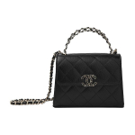 Chanel 23P Kelly rankinė Juoda grūdėta karvės oda Perforuota rankena Auksinė grandinėlė Atvartas Per petį rankinė Moteri&scaron;ka rankinė Gift Set(Basic Set+Box+Shopping Bag) juoda