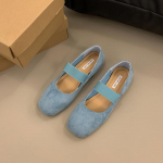 Nauji madingi moteri&scaron;ki zom&scaron;iniai loaferiai plok&scaron;čiapadžiai vieni bateliai pavasario įsispiriami madingi laisvalaikio Mary Jane tipo bateliai madingi suknelė Zapatos Mujer 35 mėlyna