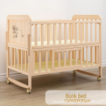 Transformuojama lovelė: Ne&scaron;iojama, daugiafunkcinė tvirto medžio kūdikio lovytė ir naujagimio lop&scaron;ys. Single Layer Large Bed (102*60) 0-3 Years