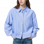 UNIQLO JW Anderson Bendradarbiavimas SS26 Amerikieti&scaron;ko Atsitiktinio Stiliaus A&scaron;triakampė Apykaklė Laisva Peties Darbinė Ilgomis Rankovėmis Mar&scaron;kiniai Moteri&scaron;ki mar&scaron;kiniai 488520-63 XS gray