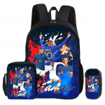 Kuprinė 3 vnt. rinkinys M-Mbappe Mokyklinė kuprinė Futbolo žvaigždė Pečių krep&scaron;ys Pie&scaron;tukinės krep&scaron;iai vaikas Mochila Sportinė kuprinė Vaikams Dovana Rucksack black
