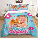 Madingi Like Nastya 3D patalynės komplektai Spausdinta antklodės užvalkalas Suaugusiems_ Vaikams Lova Antklodė Gimtadienio dovana Dropshipping EU Single 135*200cm/53x79in 3pcs blue